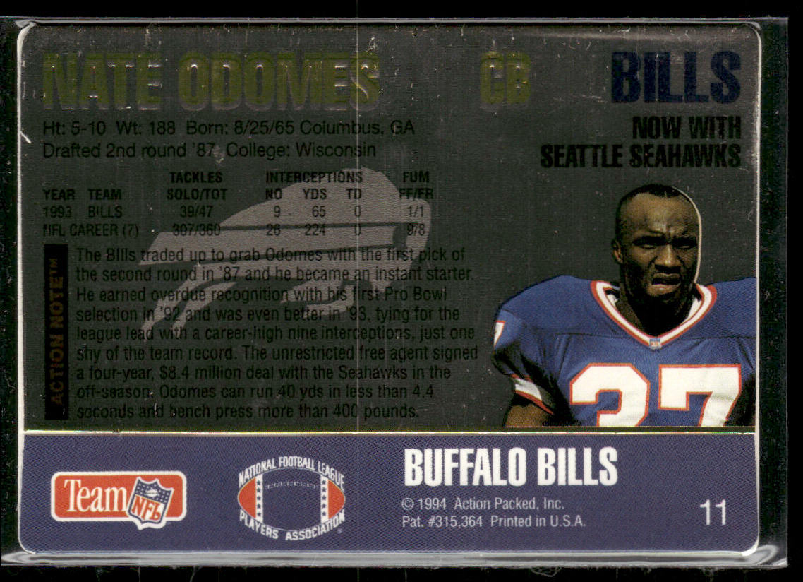 Nate Odomes 1994 Action Packed #11 Seattle Seahawks