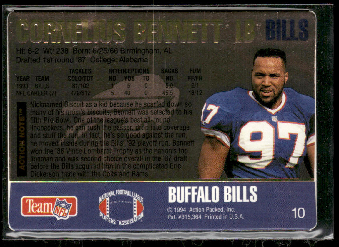 Cornelius Bennett 1994 Action Packed #10 Buffalo Bills