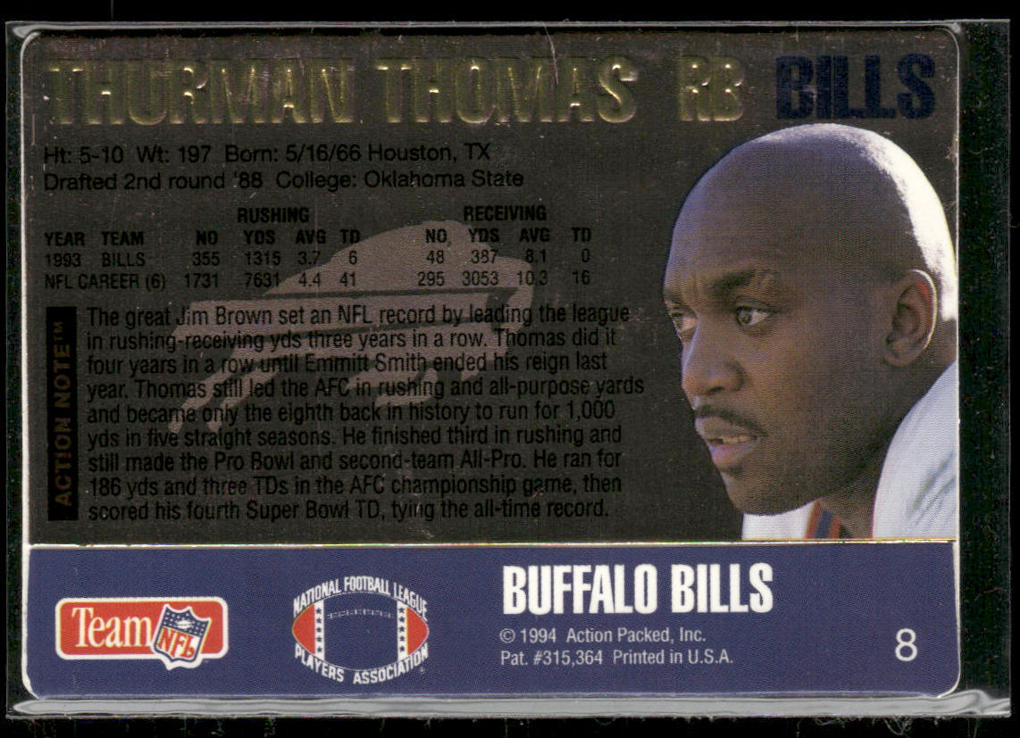 Thurman Thomas 1994 Action Packed #8 Buffalo Bills