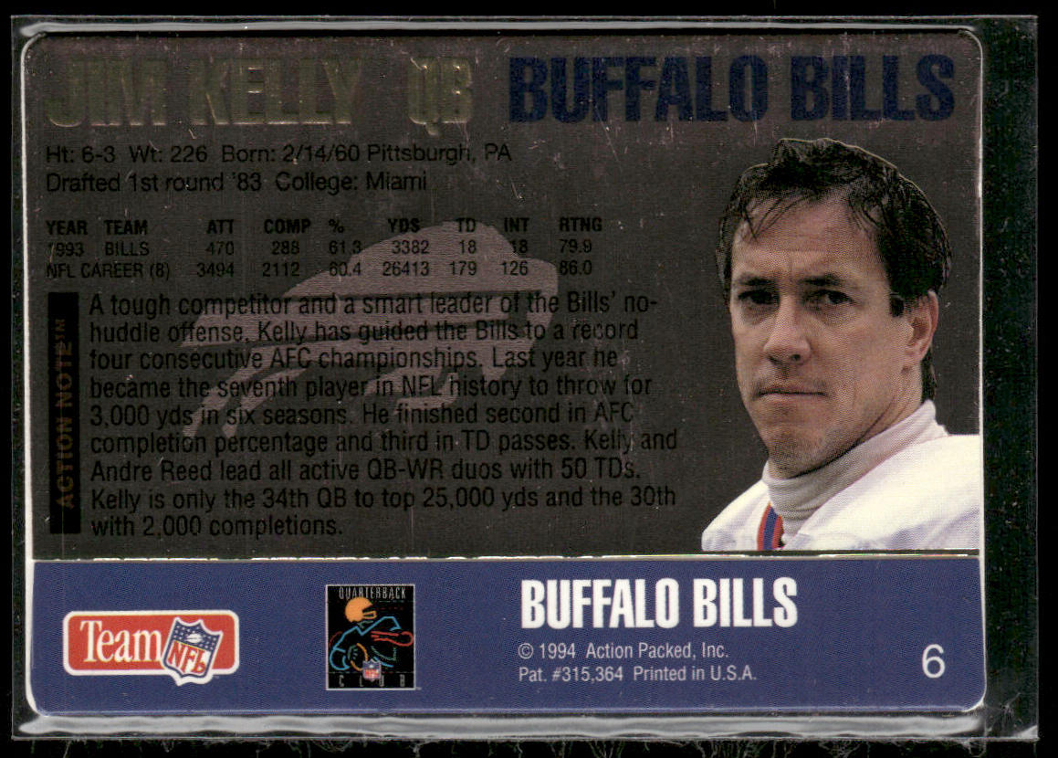 Jim Kelly 1994 Action Packed #6 Buffalo Bills
