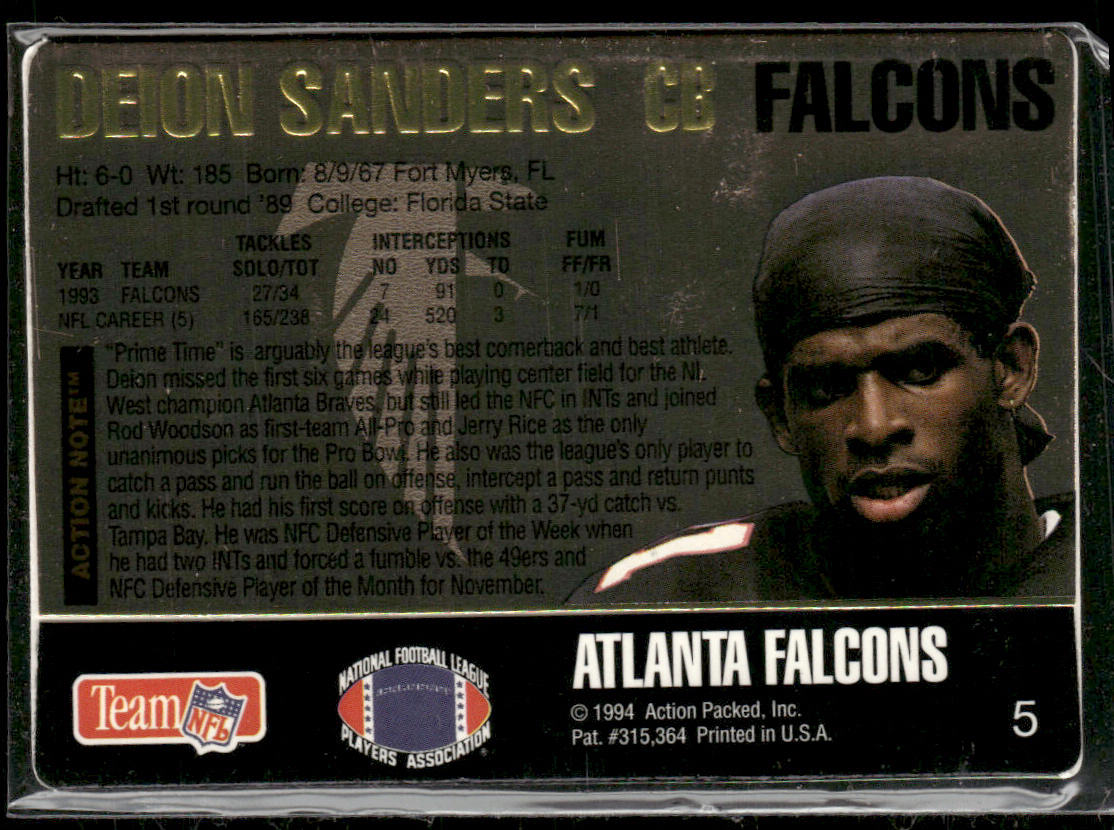 Deion Sanders 1994 Action Packed #5 Atlanta Falcons