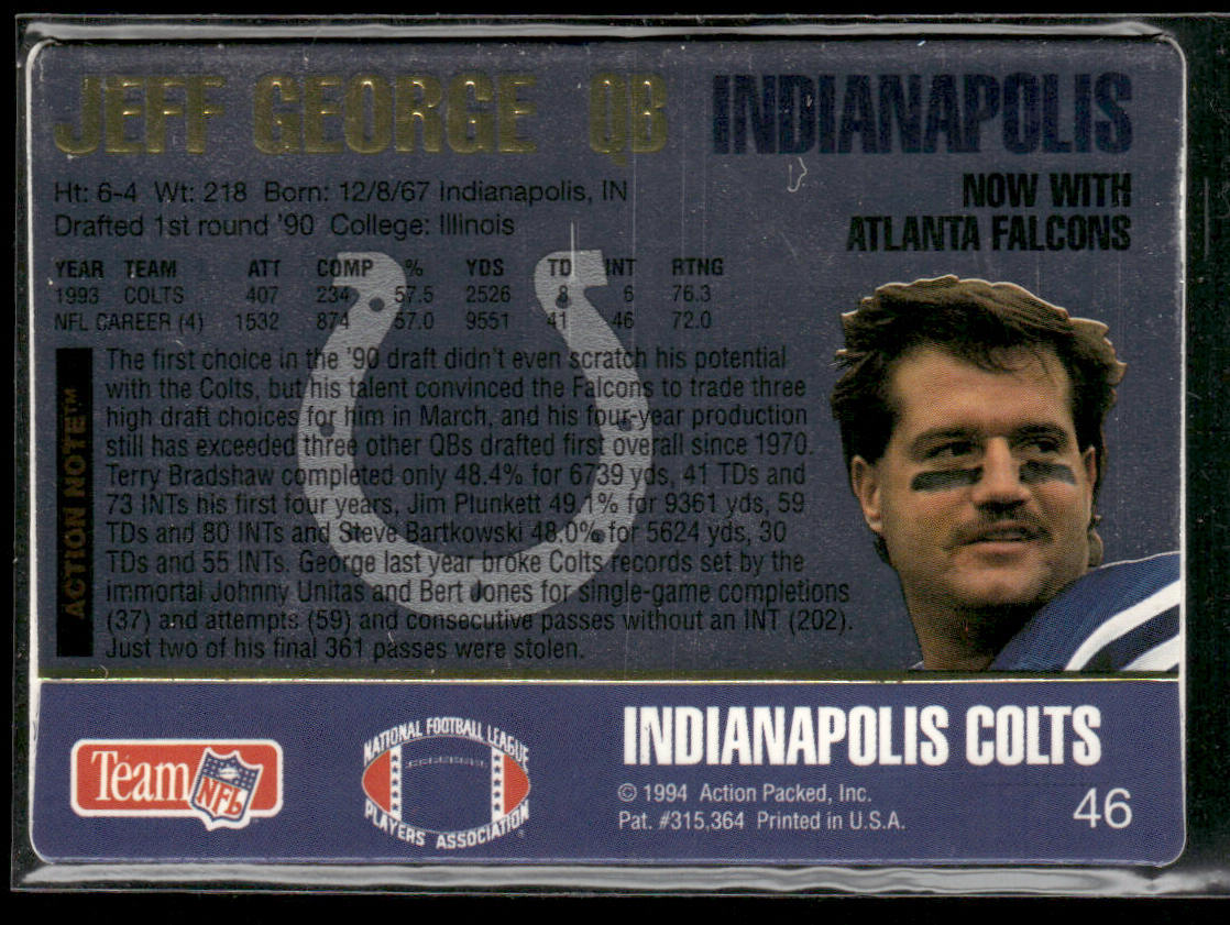 Jeff George 1994 Action Packed #46 Indianapolis Colts