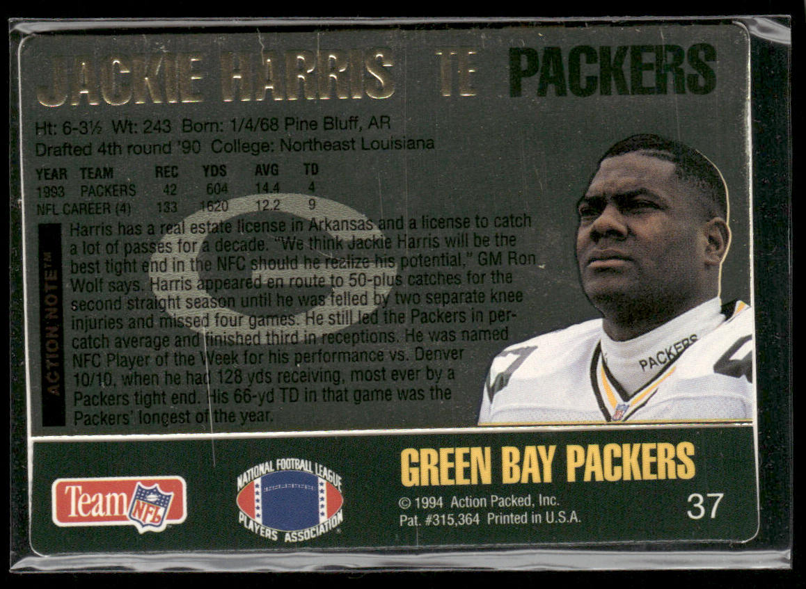Jackie Harris 1994 Action Packed #37 Green Bay Packers