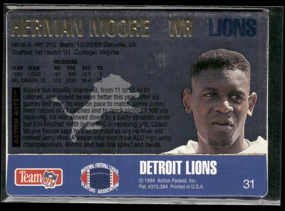 Herman Moore 1994 Action Packed #31 Detroit Lions