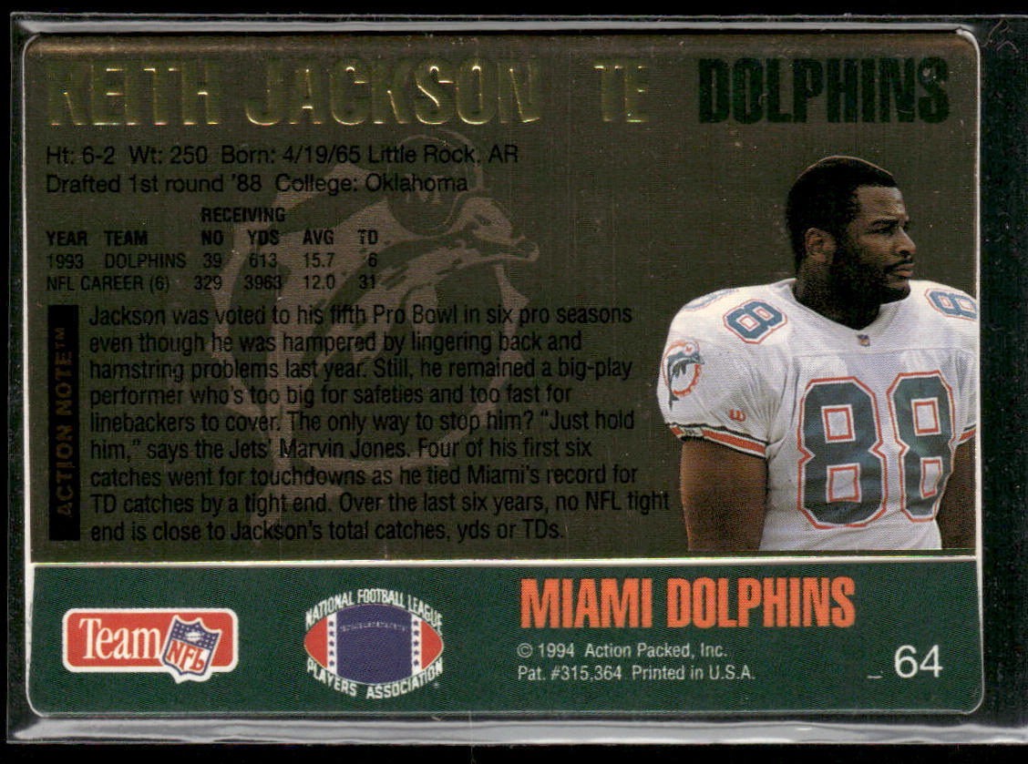 Keith Jackson 1994 Action Packed #64 Miami Dolphins