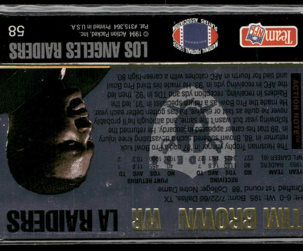 Tim Brown 1994 Action Packed #58 Los Angeles Raiders