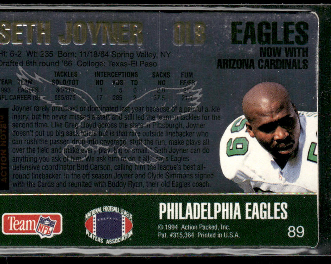 Seth Joyner 1994 Action Packed #89 Arizona Cardinals