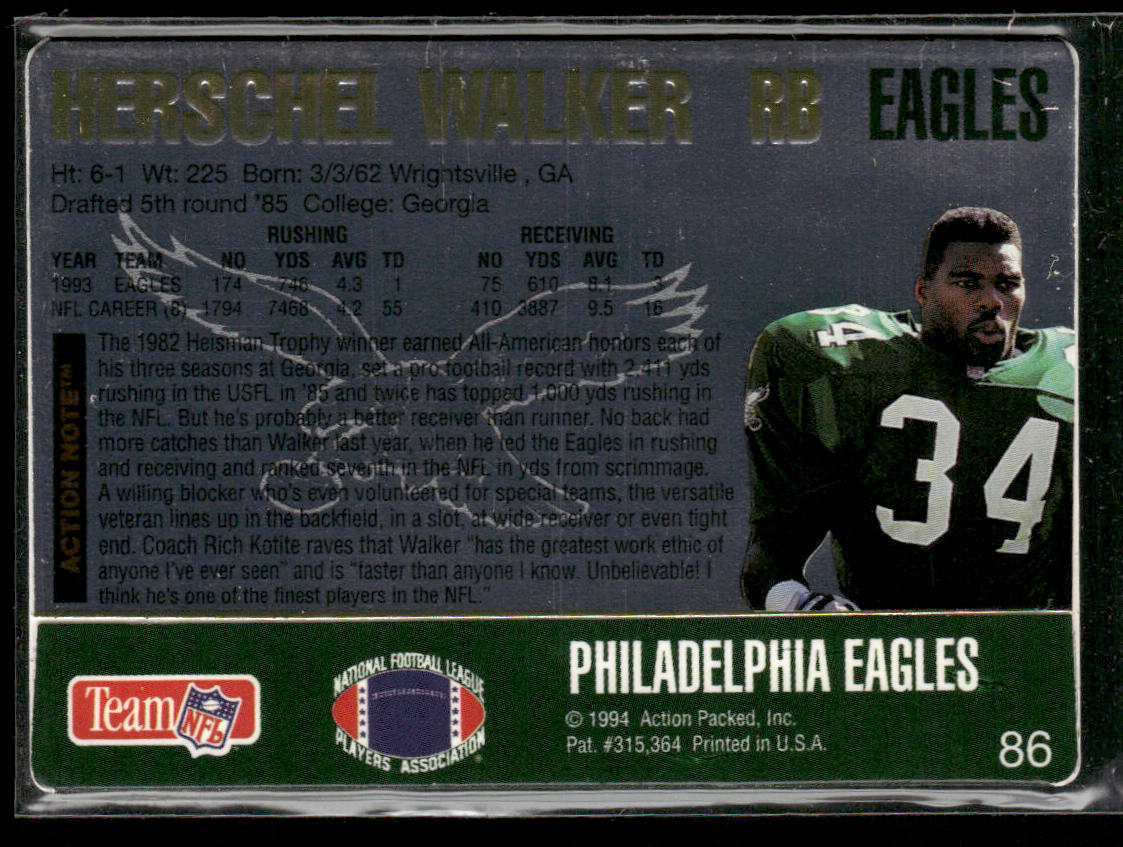 Herschel Walker 1994 Action Packed #86 Philadelphia Eagles