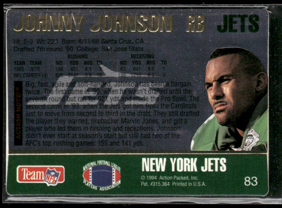 Johnny Johnson 1994 Action Packed #83 New York Jets