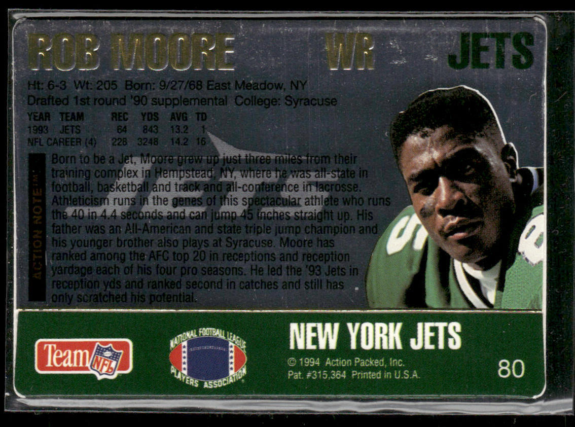 Rob Moore 1994 Action Packed #80 New York Jets