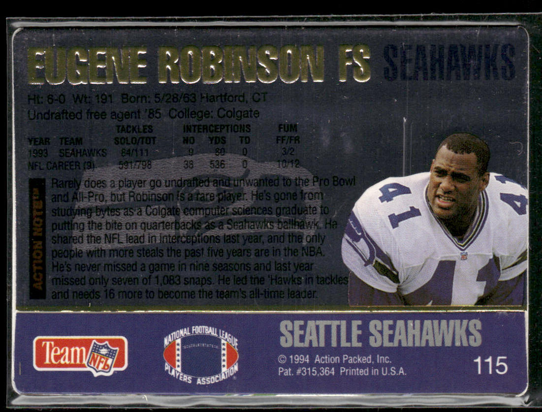 Eugene Robinson 1994 Action Packed #115 Seattle Seahawks