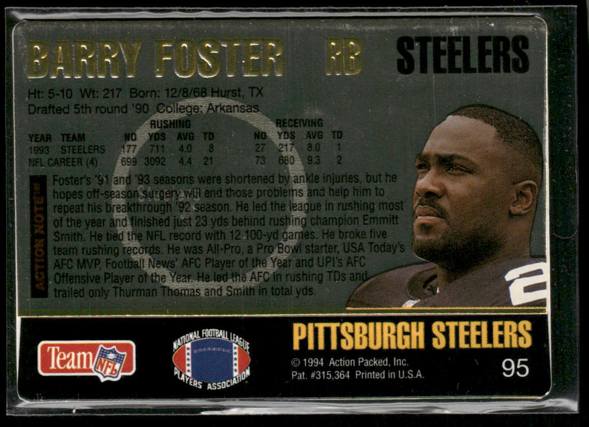 Barry Foster 1994 Action Packed #95 Pittsburgh Steelers