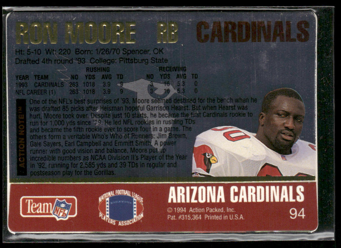 Ron Moore 1994 Action Packed #94 Arizona Cardinals