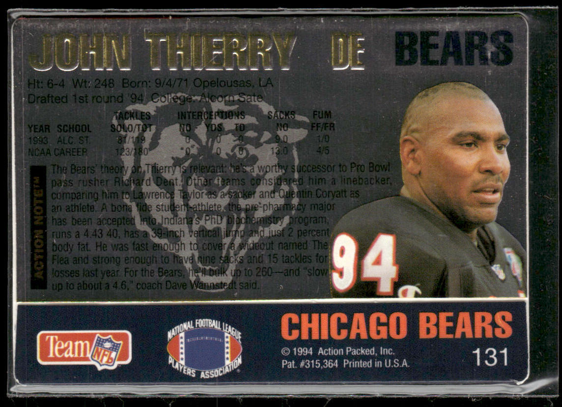 John Thierry 1994 Action Packed #131 RC Chicago Bears