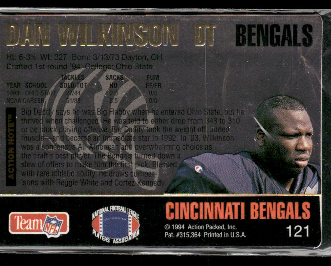 Dan Wilkinson 1994 Action Packed #121 RC Cincinnati Bengals