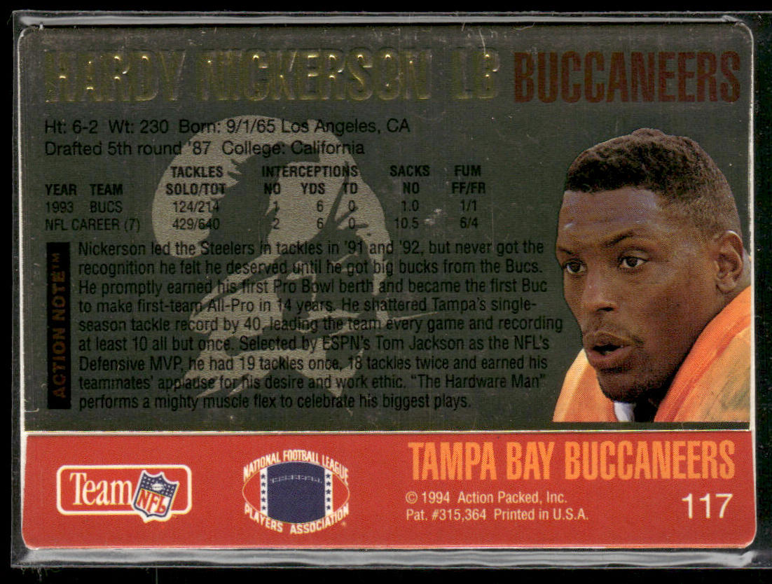 Hardy Nickerson 1994 Action Packed #117 Tampa Bay Buccaneers