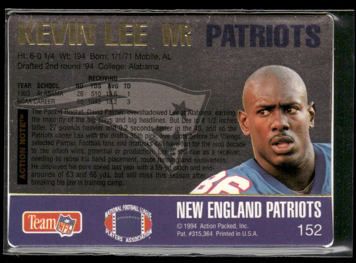 Kevin Lee 1994 Action Packed #152 RC New England Patriots