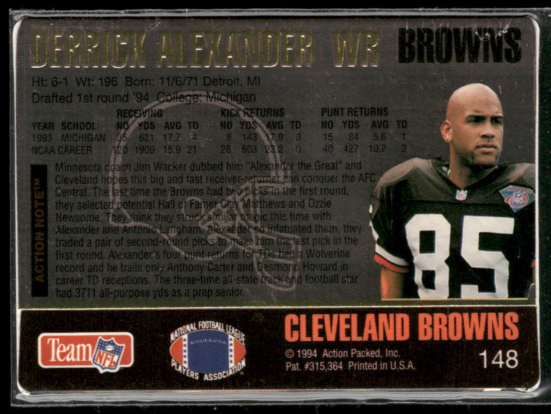 Derrick Alexander 1994 Action Packed #148 RC Cleveland Browns