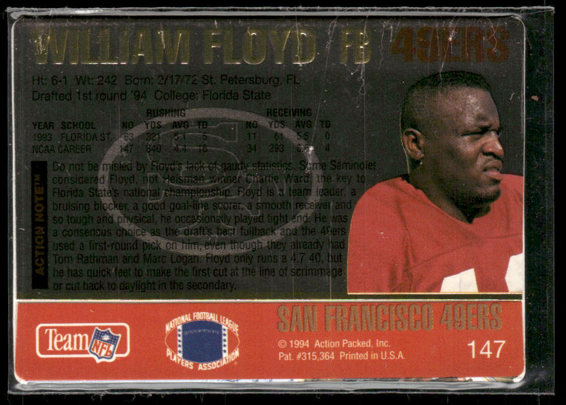 William Floyd 1994 Action Packed #147 RC San Francisco 49ers