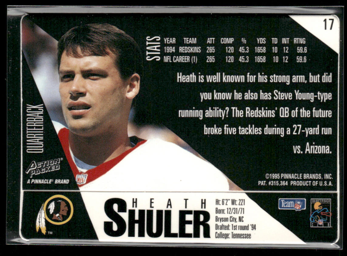 Heath Shuler 1995 Action Packed #11 Washington Redskins