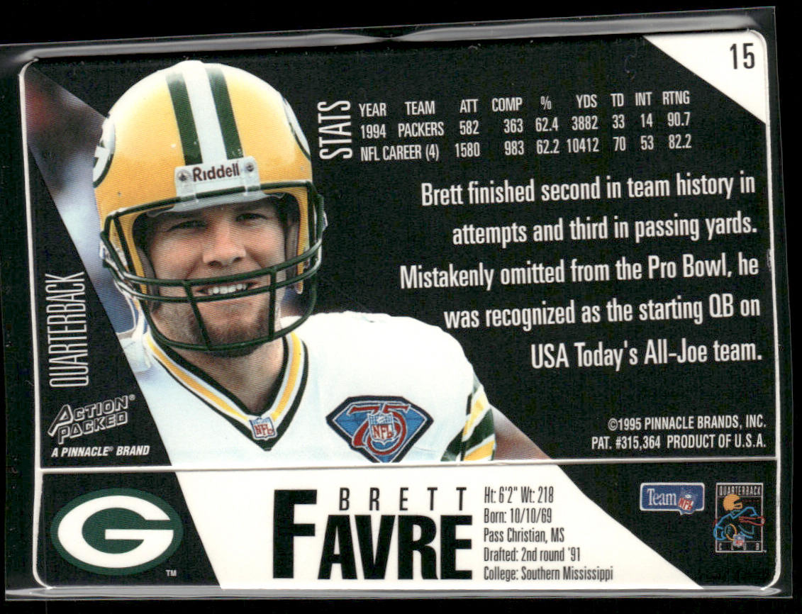 Brett Favre 1995 Action Packed #15 Green Bay Packers
