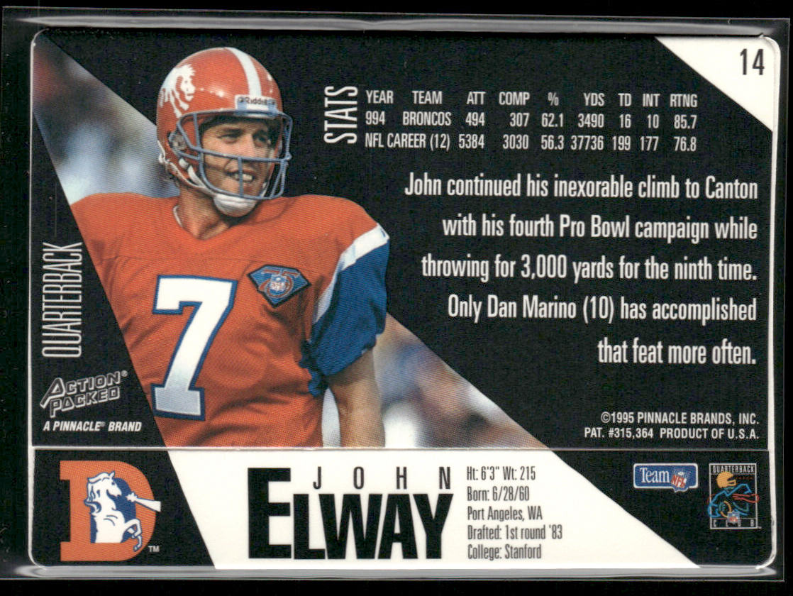 John Elway 1995 Action Packed #14 Denver Broncos