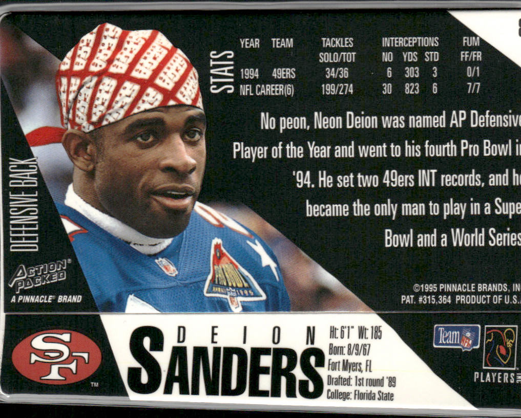 Deion Sanders 1995 Action Packed #8 San Francisco 49ers