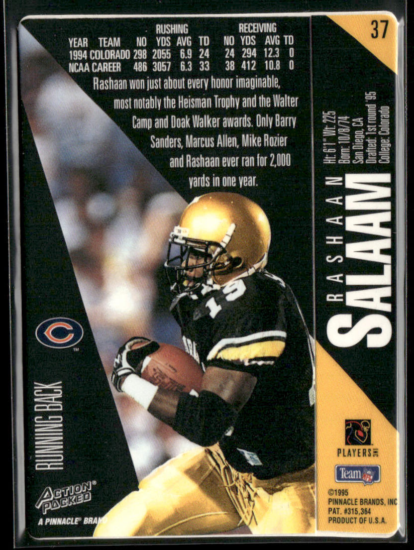 Rashaan Salaam 1995 Action Packed #37 RC Chicago Bears