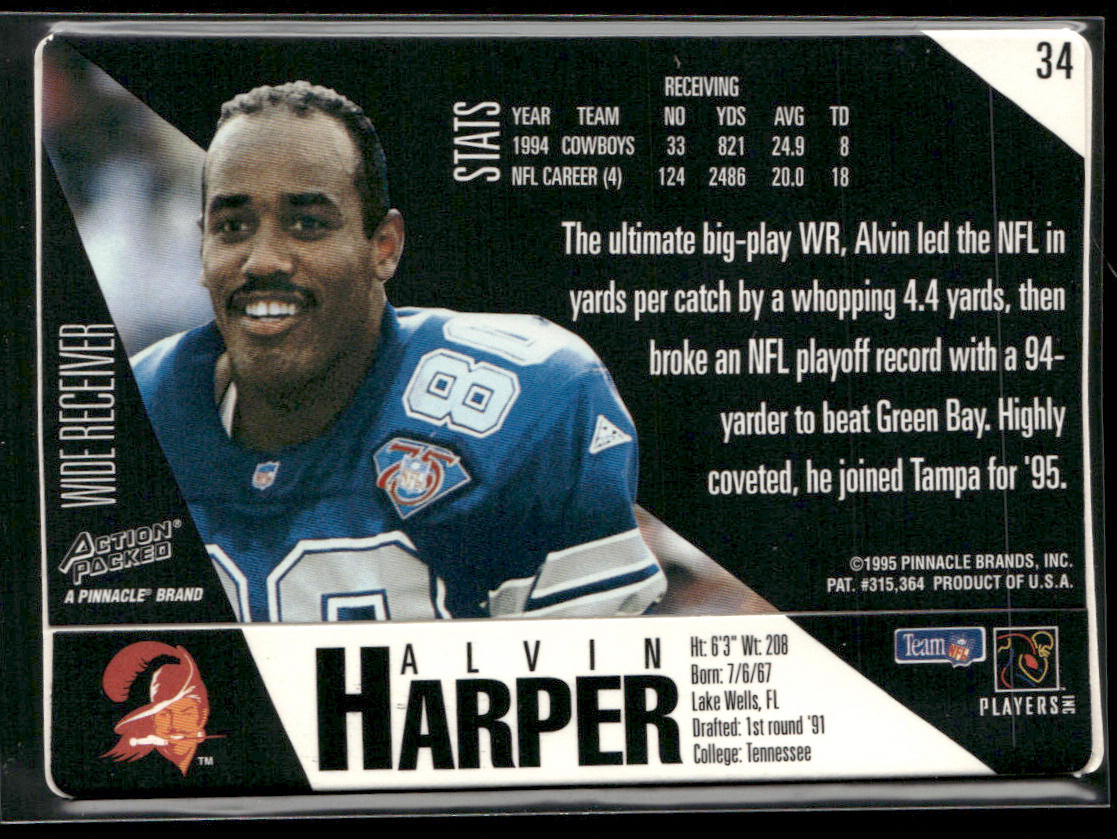 Alvin Harper 1995 Action Packed #34 Tampa Bay Buccaneers