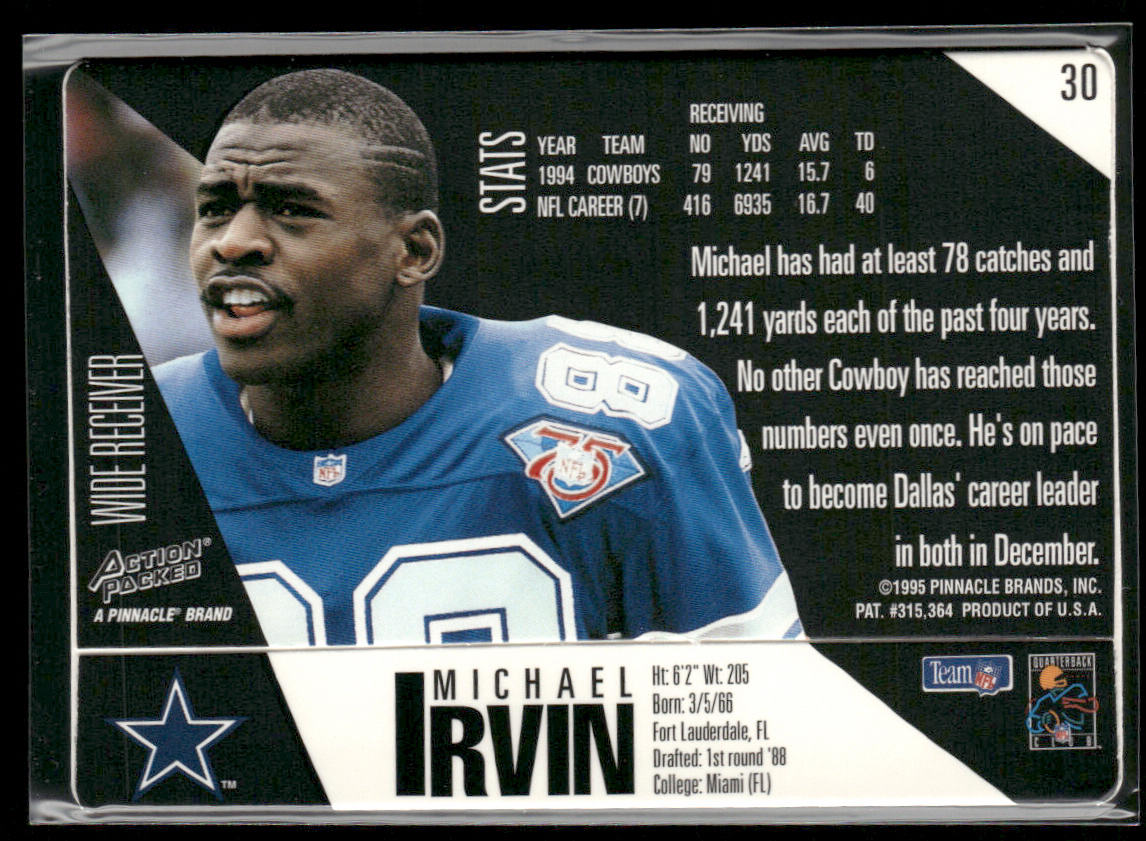 Michael Irvin 1995 Action Packed #30 Dallas Cowboys