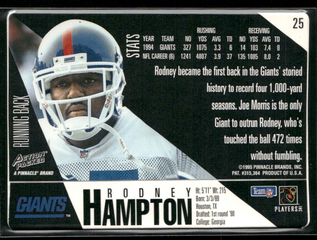 Rodney Hampton 1995 Action Packed #25 New York Giants