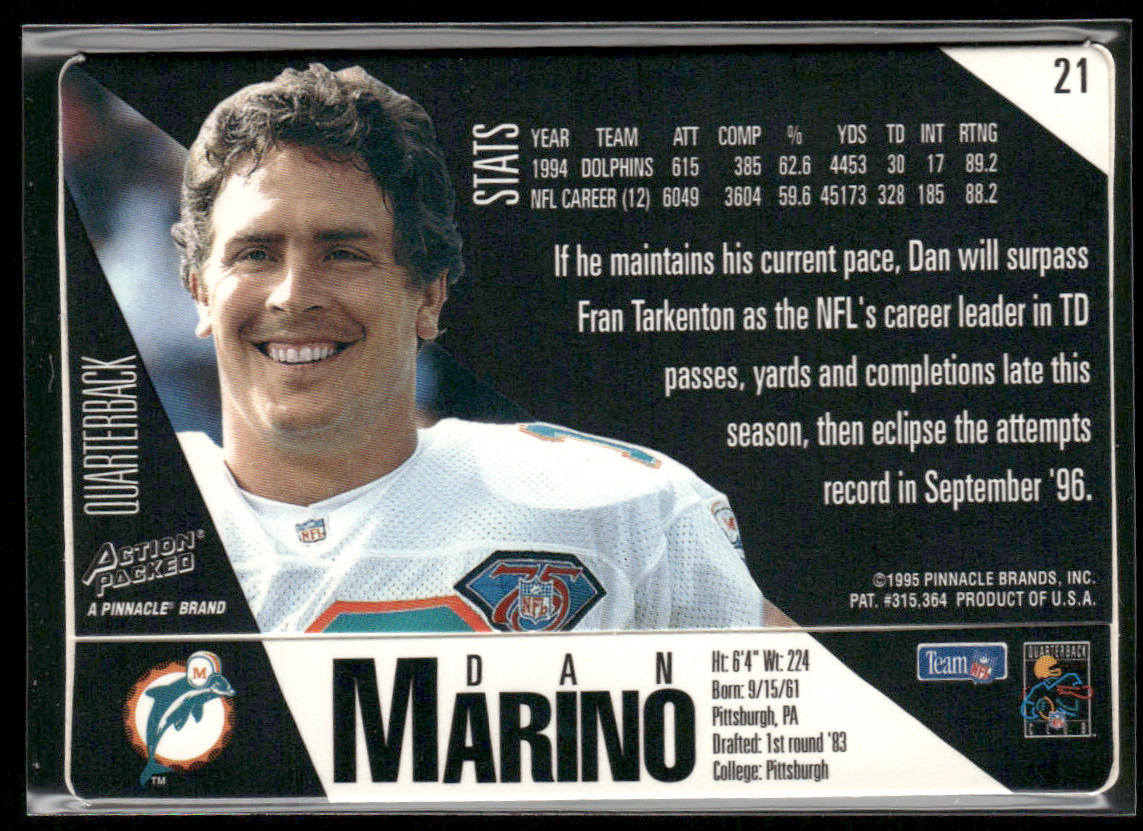 Dan Marino 1995 Action Packed #21 Miami Dolphins