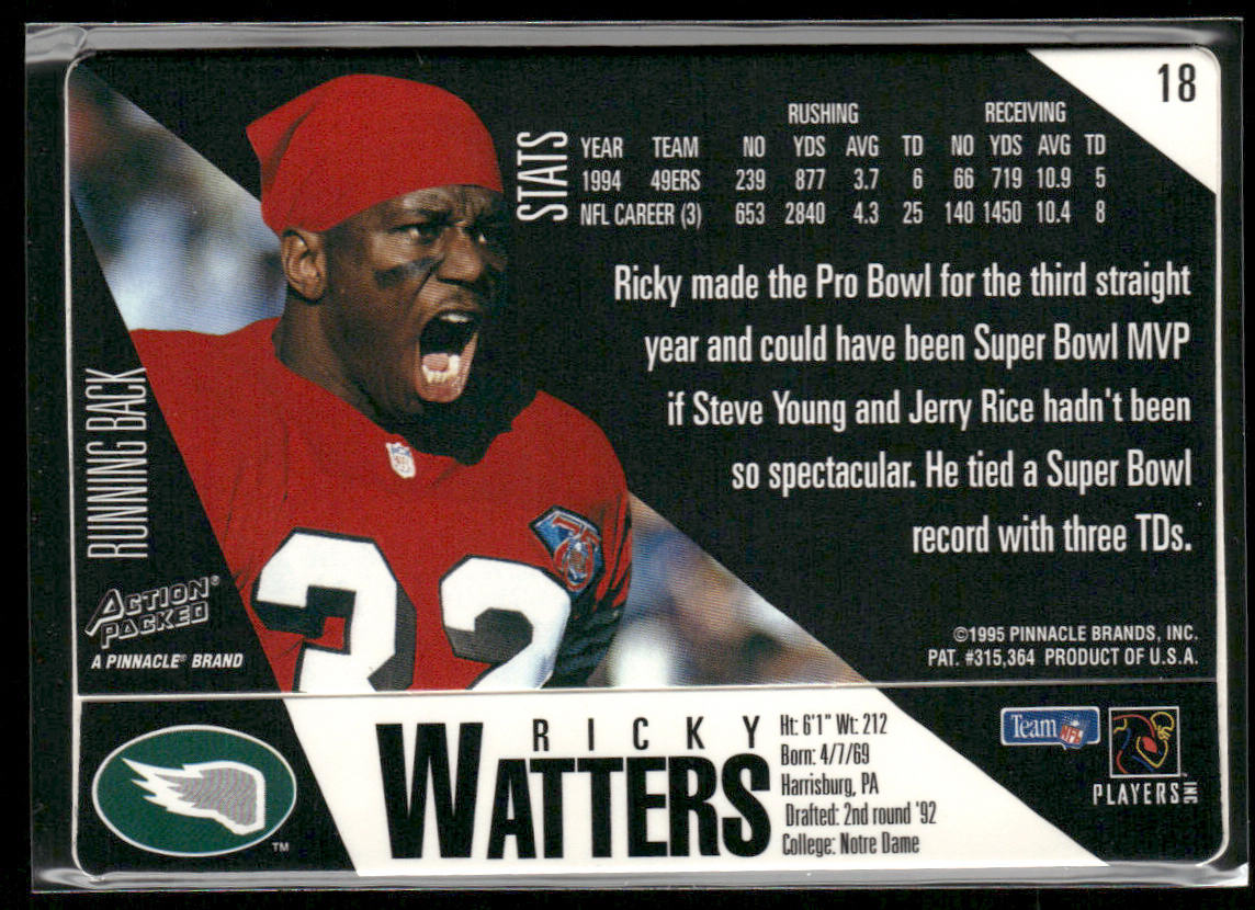Ricky Watters 1995 Action Packed #18 Philadelphia Eagles