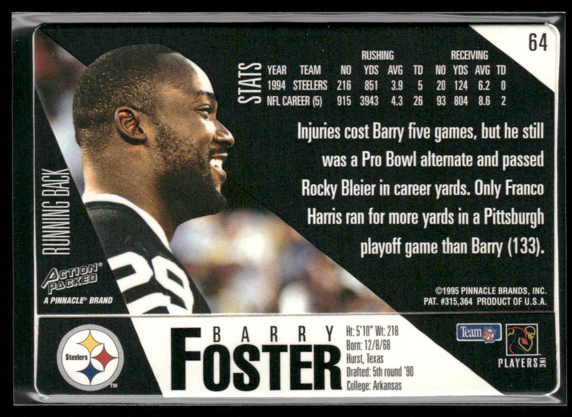 Barry Foster 1995 Action Packed #64 Pittsburgh Steelers