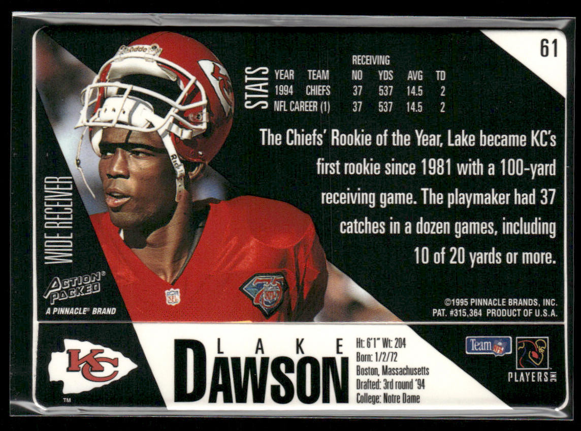Lake Dawson 1995 Action Packed #61 Kansas City Chiefs