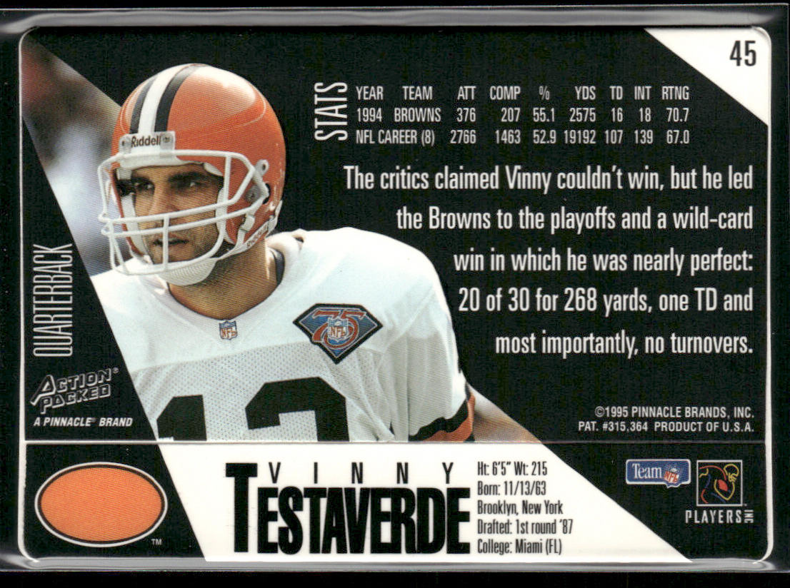 Vinny Testaverde 1995 Action Packed #45 Cleveland Browns