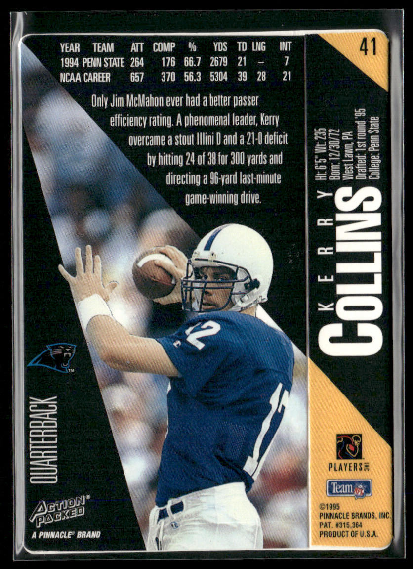 Kerry Collins 1995 Action Packed #41 RC Carolina Panthers