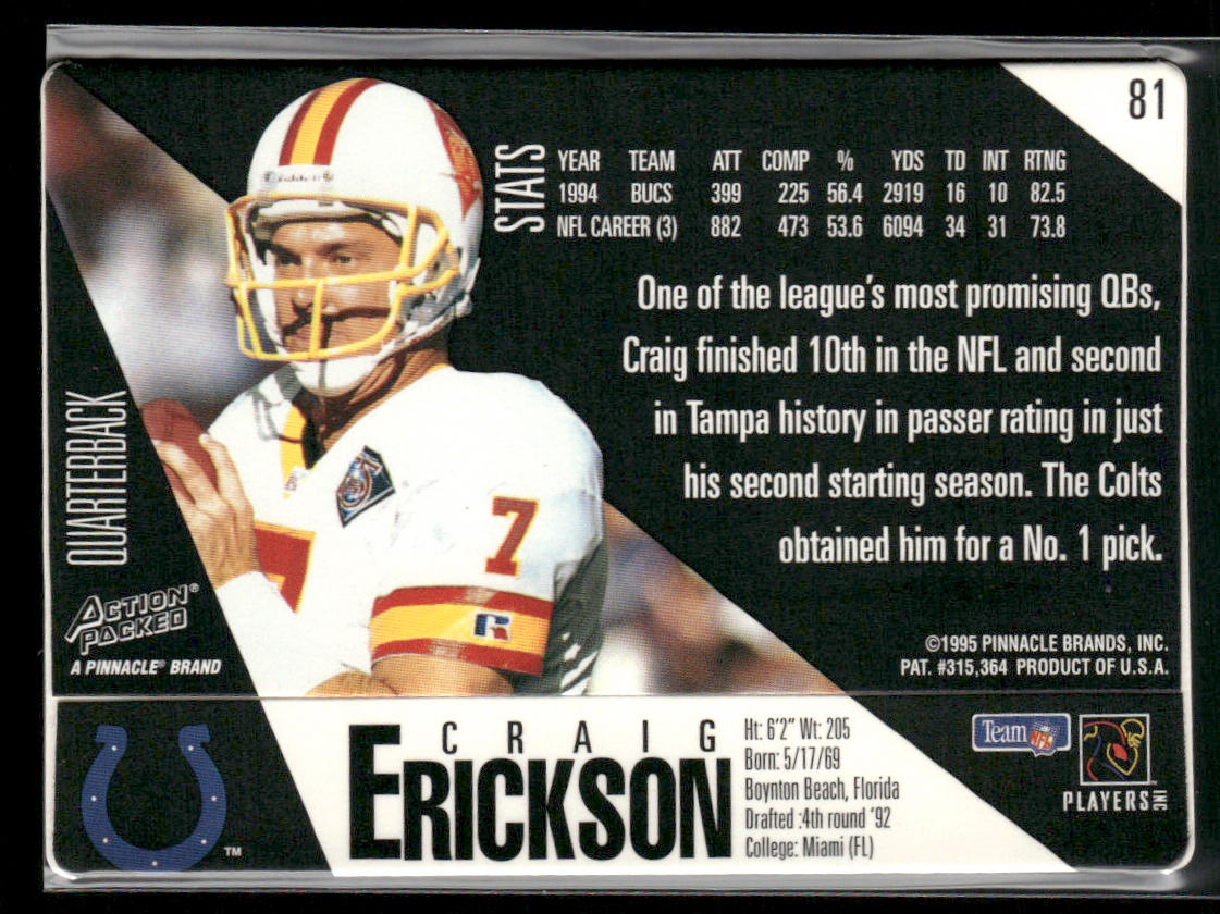 Craig Erickson 1995 Action Packed #81 Indianapolis Colts