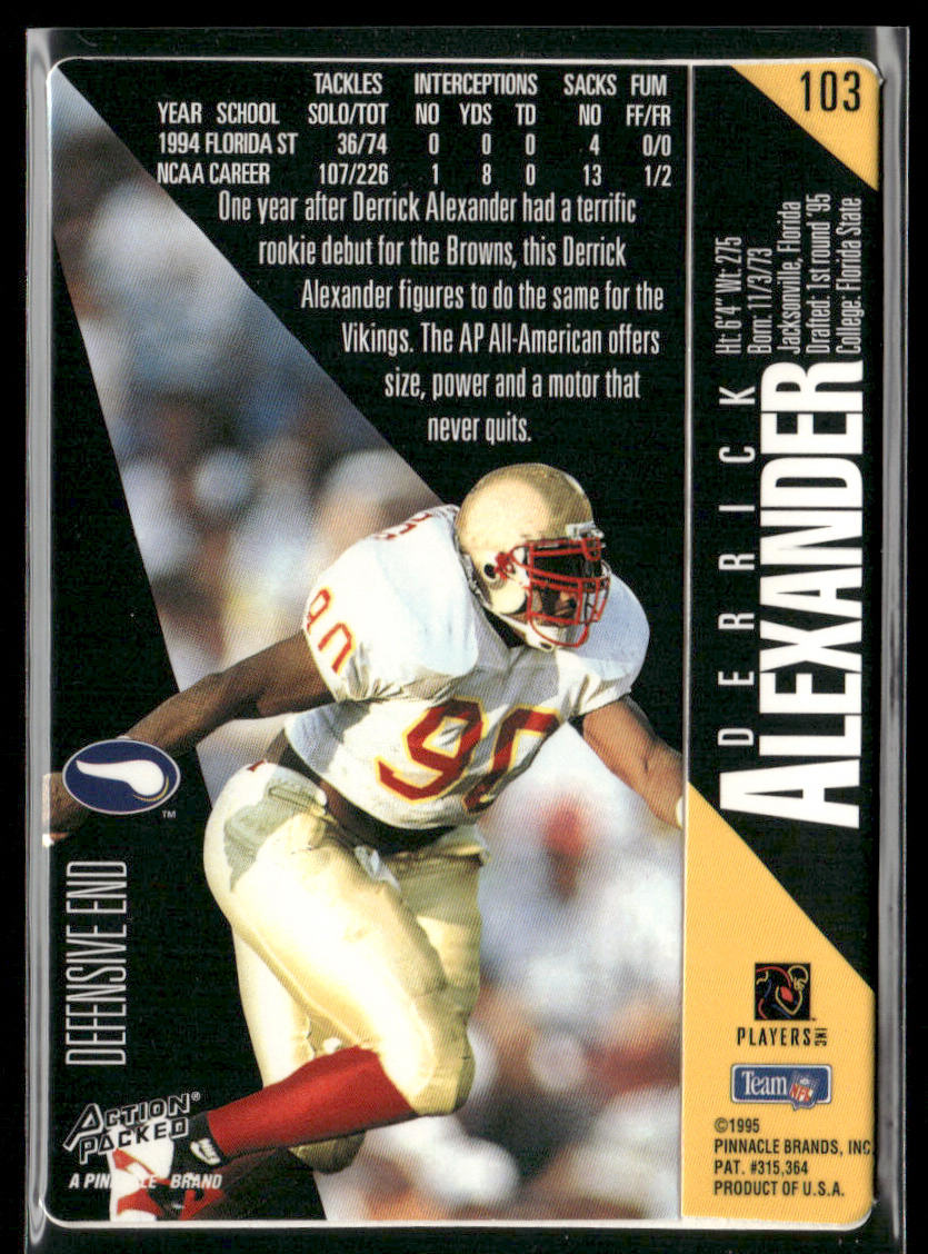 Derrick Alexander 1995 Action Packed #103 RC Minnesota Vikings