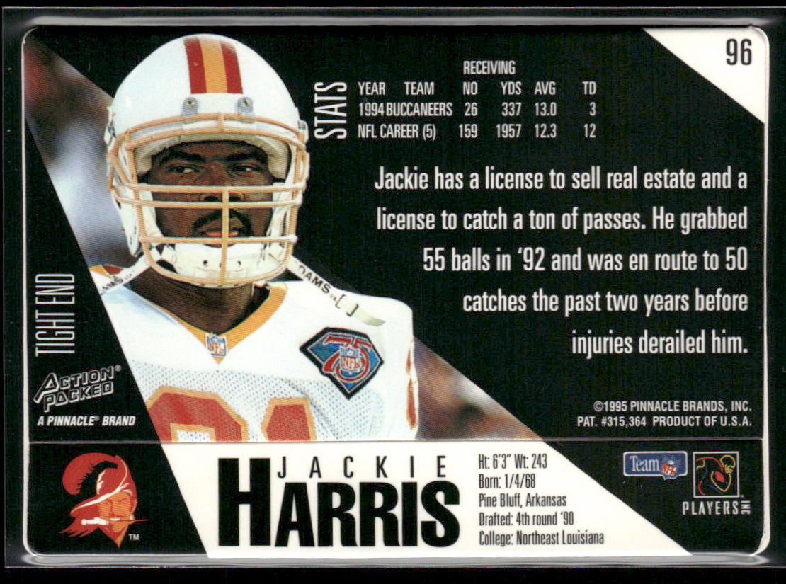 Jackie Harris 1995 Action Packed #96 Tampa Bay Buccaneers