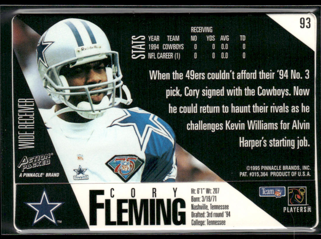 Cory Fleming 1995 Action Packed #93 Dallas Cowboys