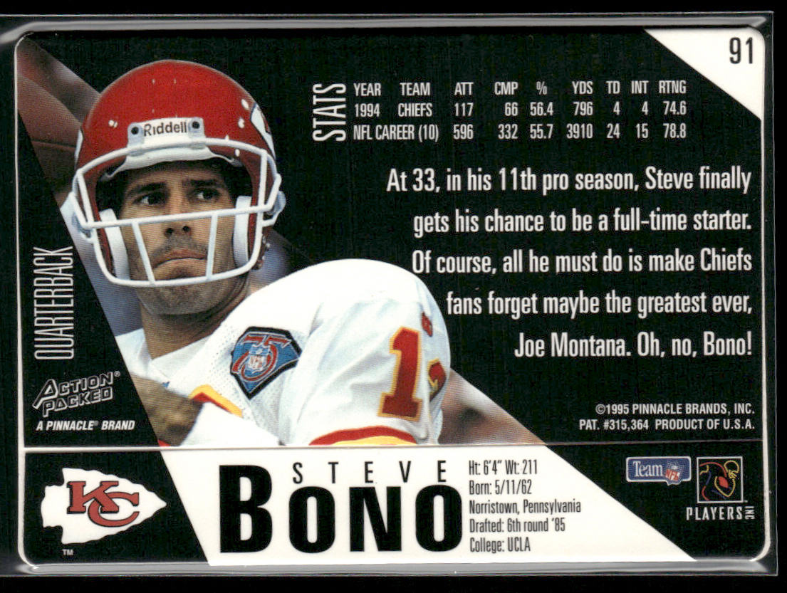 Steve Bono 1995 Action Packed #91 Kansas City Chiefs