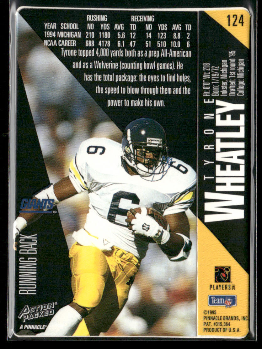 Tyrone Wheatley 1995 Action Packed #124 RC New York Giants