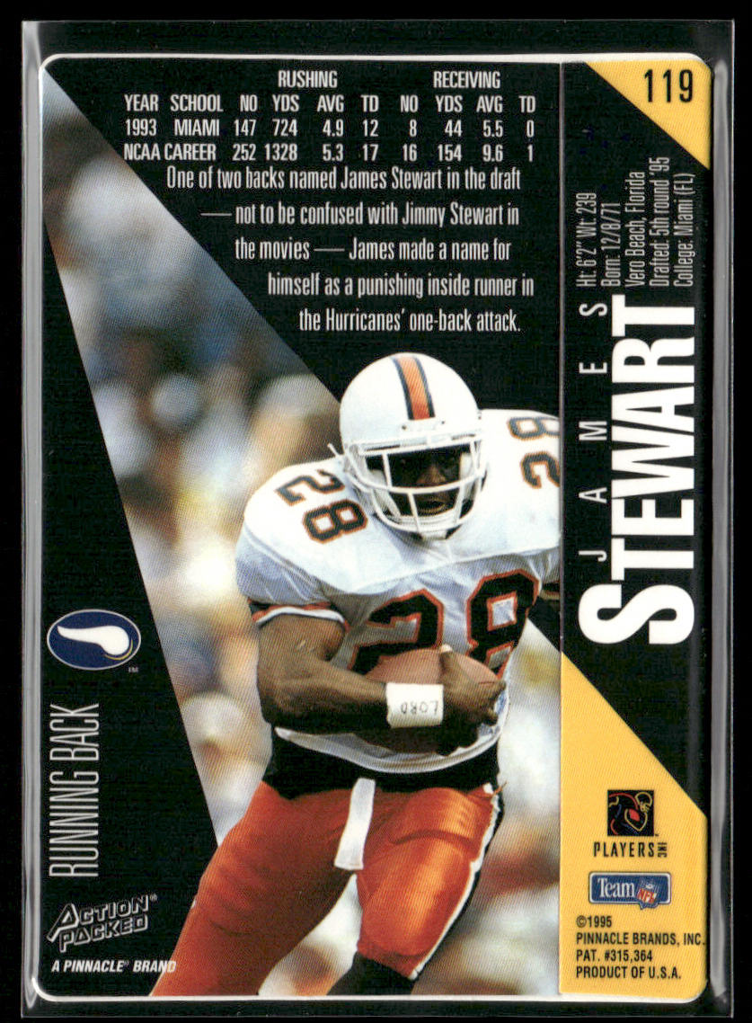 James Stewart 1995 Action Packed #119 RC Minnesota Vikings