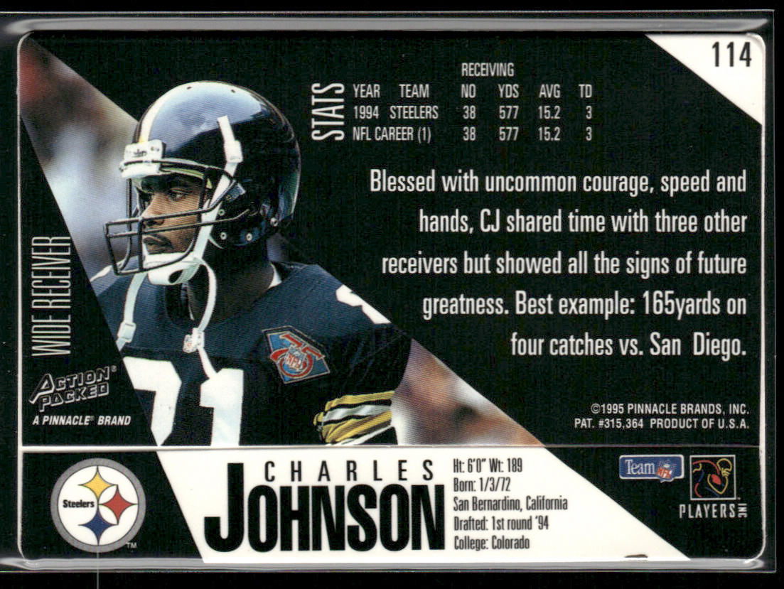 Charles Johnson 1995 Action Packed #114 Pittsburgh Steelers