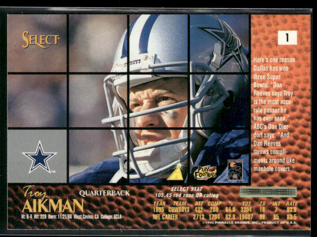 Troy Aikman 1996 Select #1 Dallas Cowboys