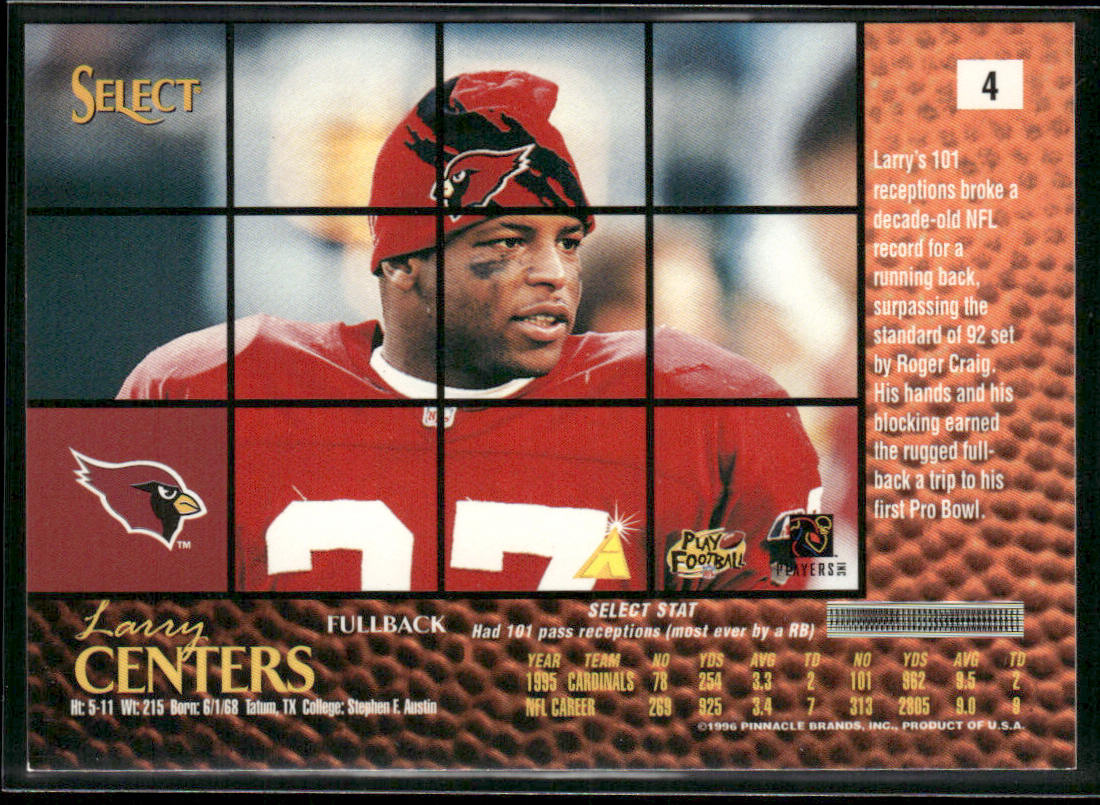 Larry Centers 1996 Select #4 Arizona Cardinals