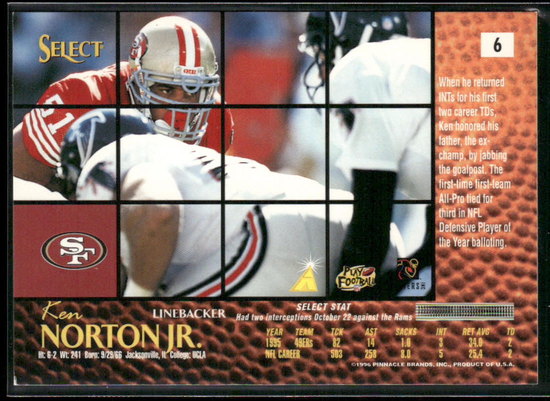 Ken Norton Jr. 1996 Select #6 San Francisco 49ers