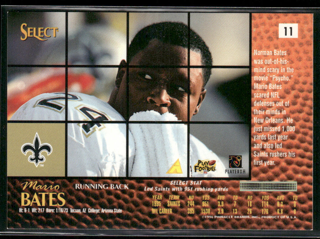Mario Bates 1996 Select #11 New Orleans Saints