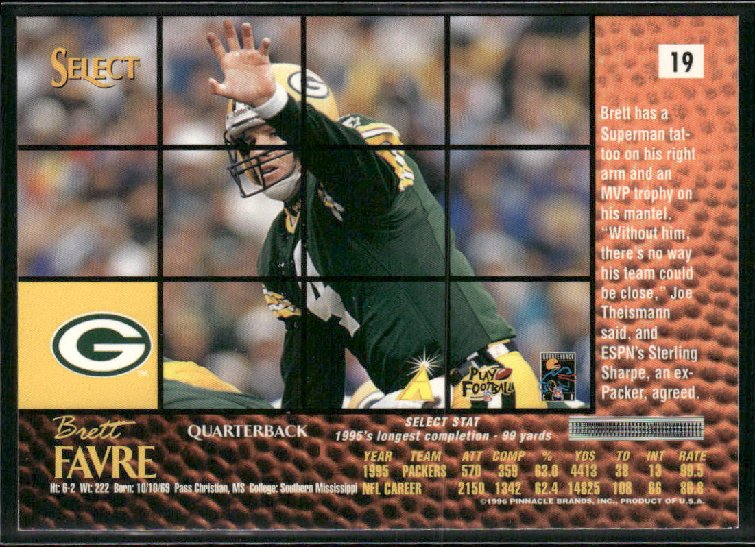 Brett Favre 1996 Select #19 Green Bay Packers